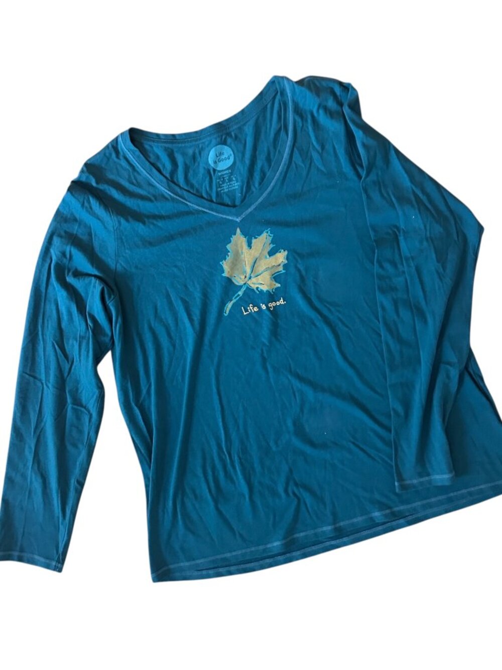 NWT  Life is Good Crusher Long Sleeve V-neck T-shirt Size Large Women's